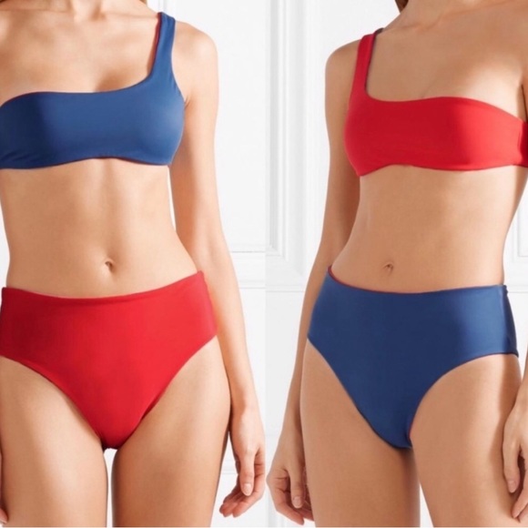 Solid & Striped Isabeli One Shoulder Reversible Bikini Top L - Picture 9 of 9